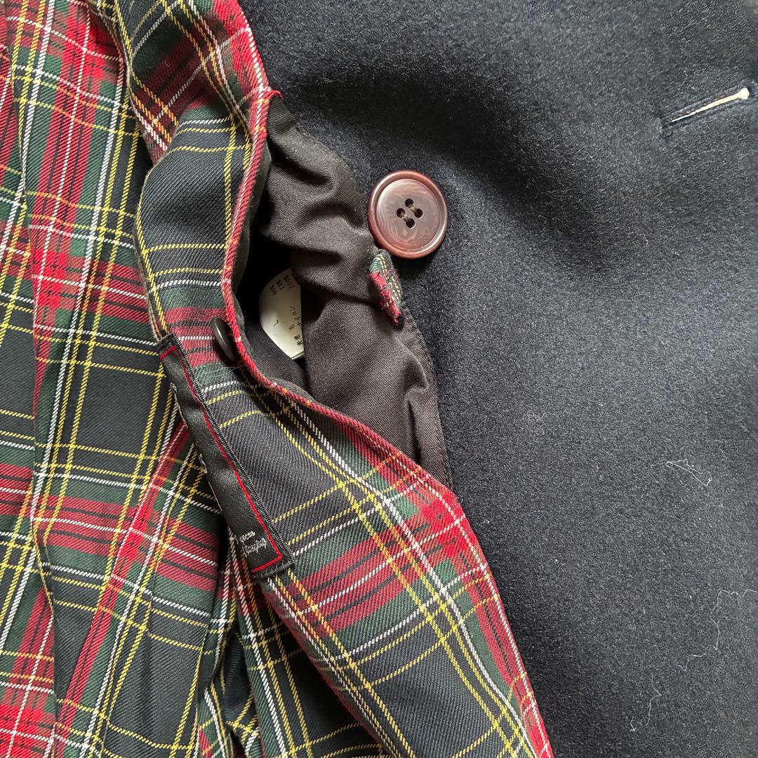 VAN jac ピーコート ウール チェック裏地 天然革 Lサイズ