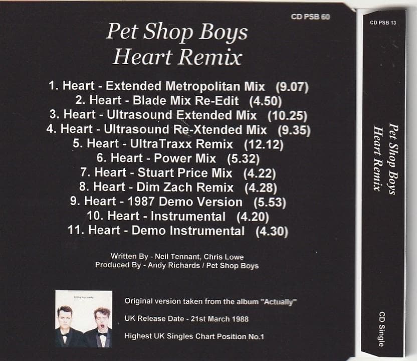 Pet Shop Boys　HEART Remix　貴重 リミックス集 CD
