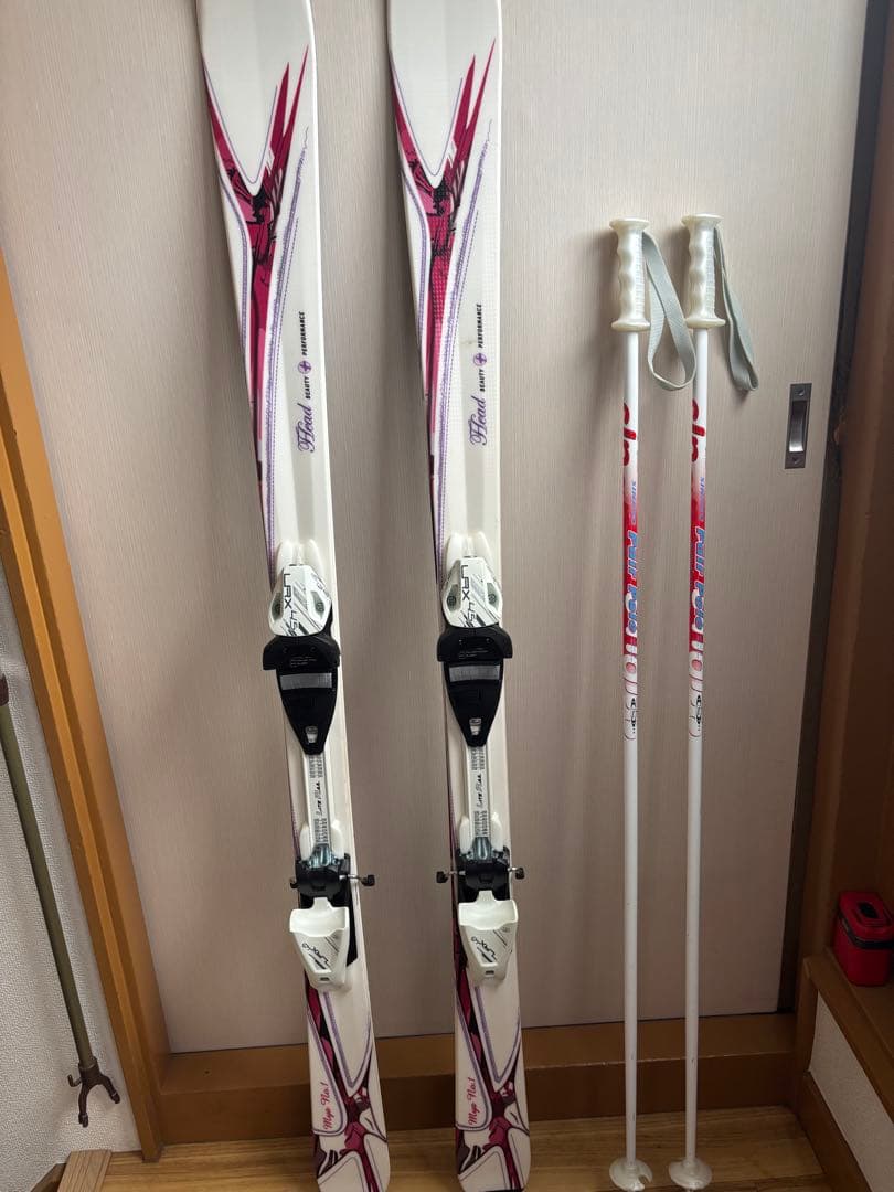 LAXIS スキー板 ホワイト ピンク バインディング付き