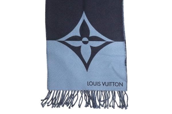 美品　ヴィトン　グラフィック　デュアル　マフラー　ネイビー　ストール