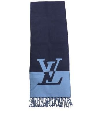 美品　ヴィトン　グラフィック　デュアル　マフラー　ネイビー　ストール