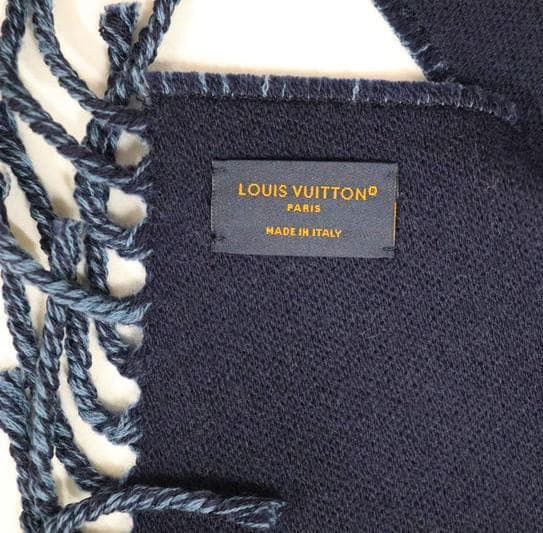 美品　ヴィトン　グラフィック　デュアル　マフラー　ネイビー　ストール