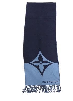 美品　ヴィトン　グラフィック　デュアル　マフラー　ネイビー　ストール