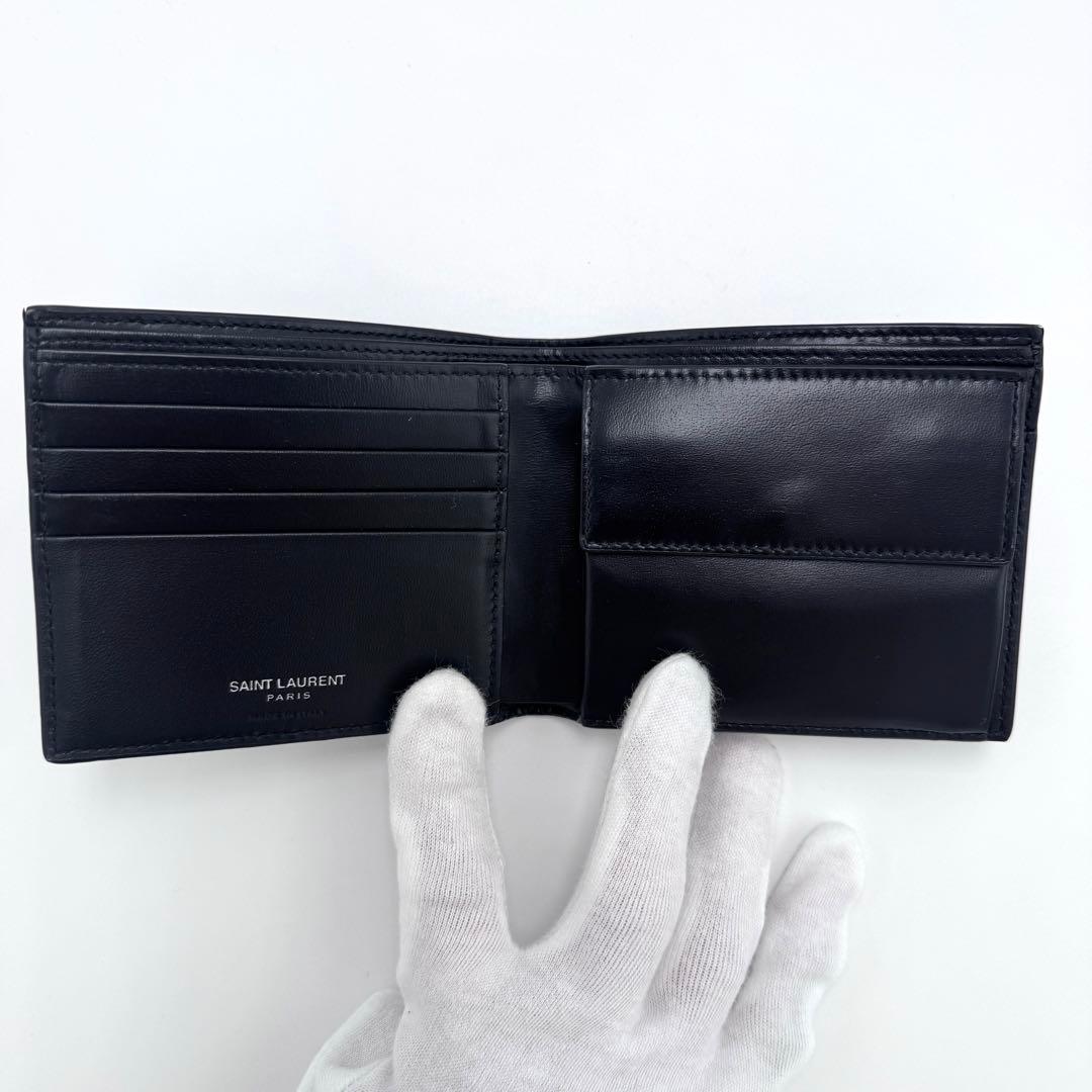 【美品】サンローラン 2つ折り財布 小銭入れ付 YSL 610193 ブラック