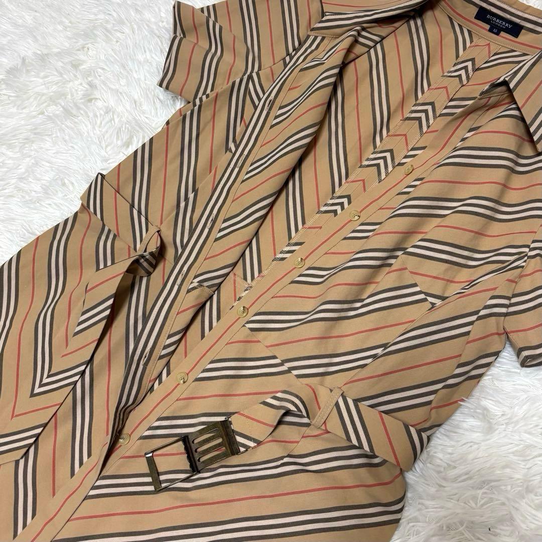 【美品✨大きいサイズ】バーバリーロンドン シャツワンピース ベルト AラインXL