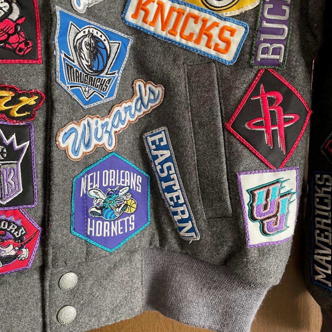 ジェフハミルトン ウールジャケット スタジャン NBA バスケ グレー ワッペン