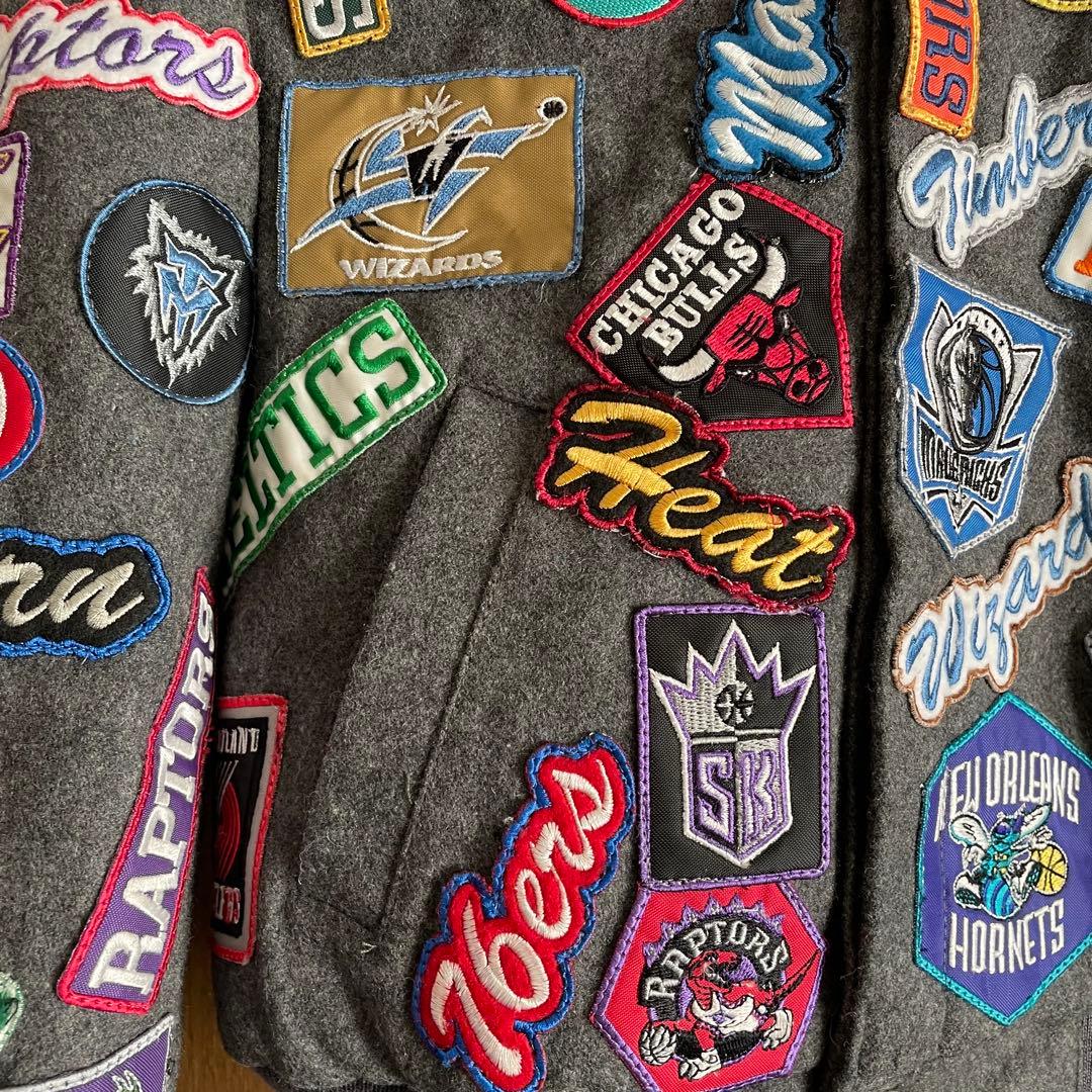 ジェフハミルトン ウールジャケット スタジャン NBA バスケ グレー ワッペン