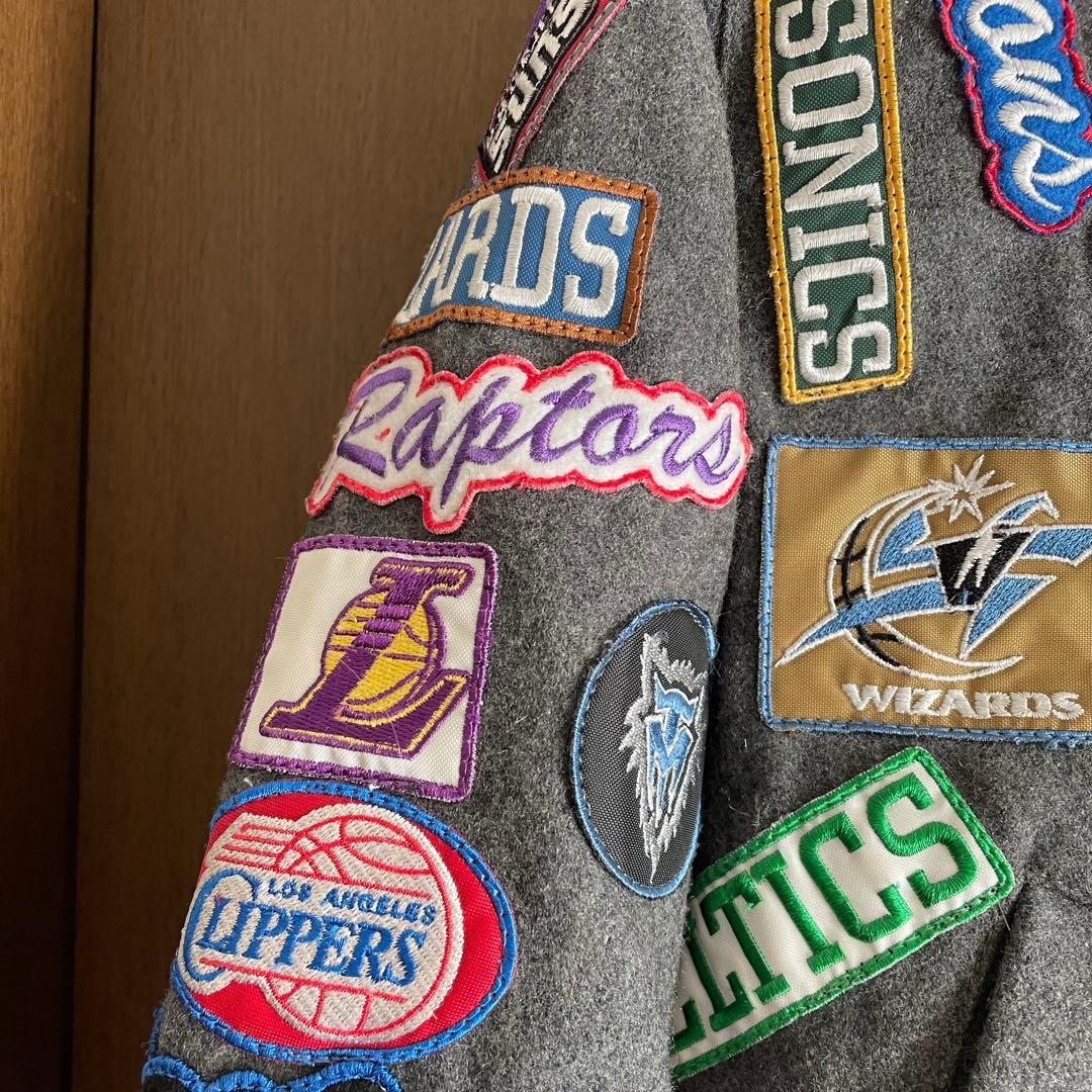 ジェフハミルトン ウールジャケット スタジャン NBA バスケ グレー ワッペン