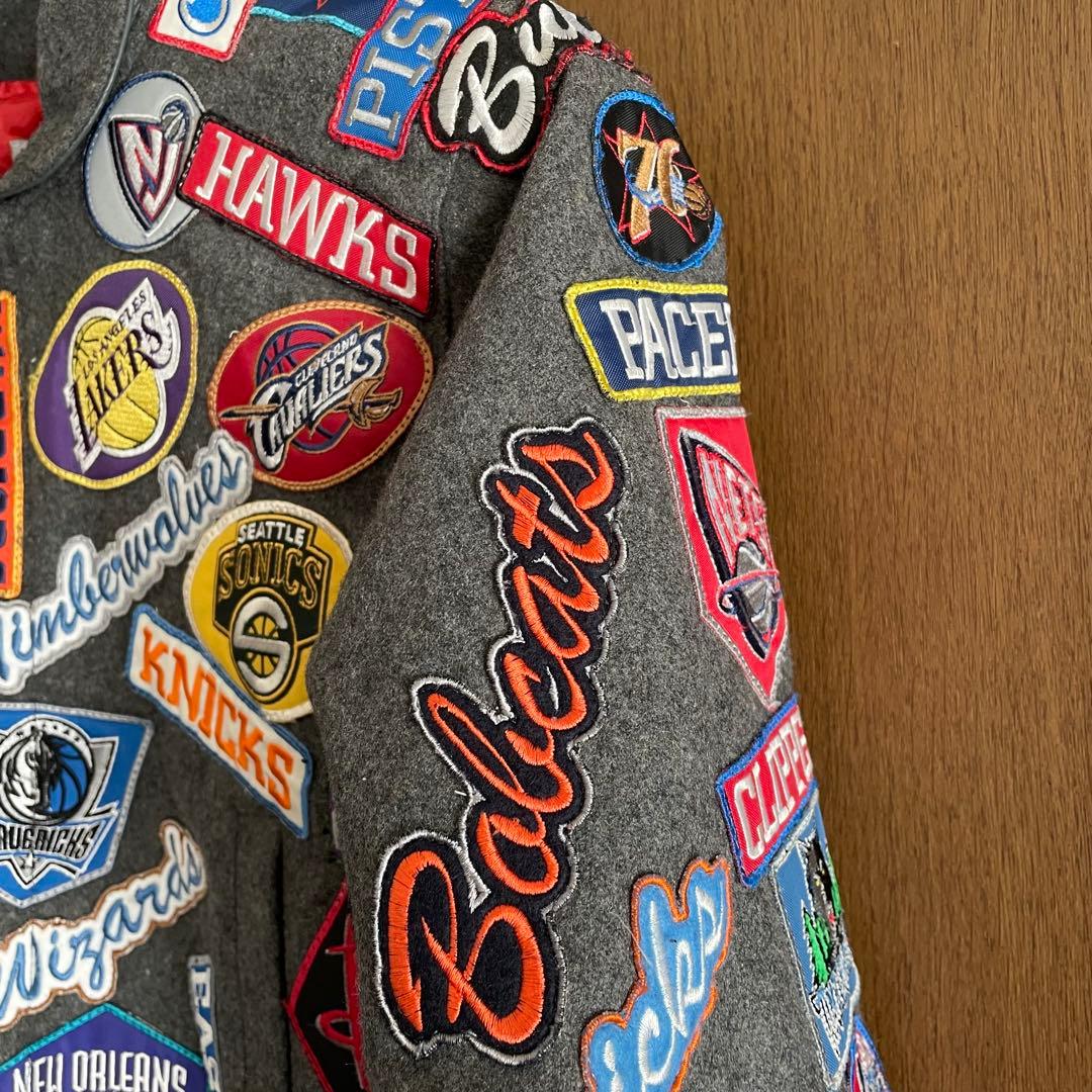 ジェフハミルトン ウールジャケット スタジャン NBA バスケ グレー ワッペン