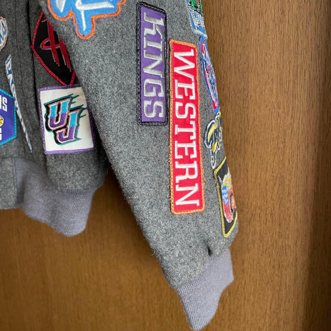 ジェフハミルトン ウールジャケット スタジャン NBA バスケ グレー ワッペン