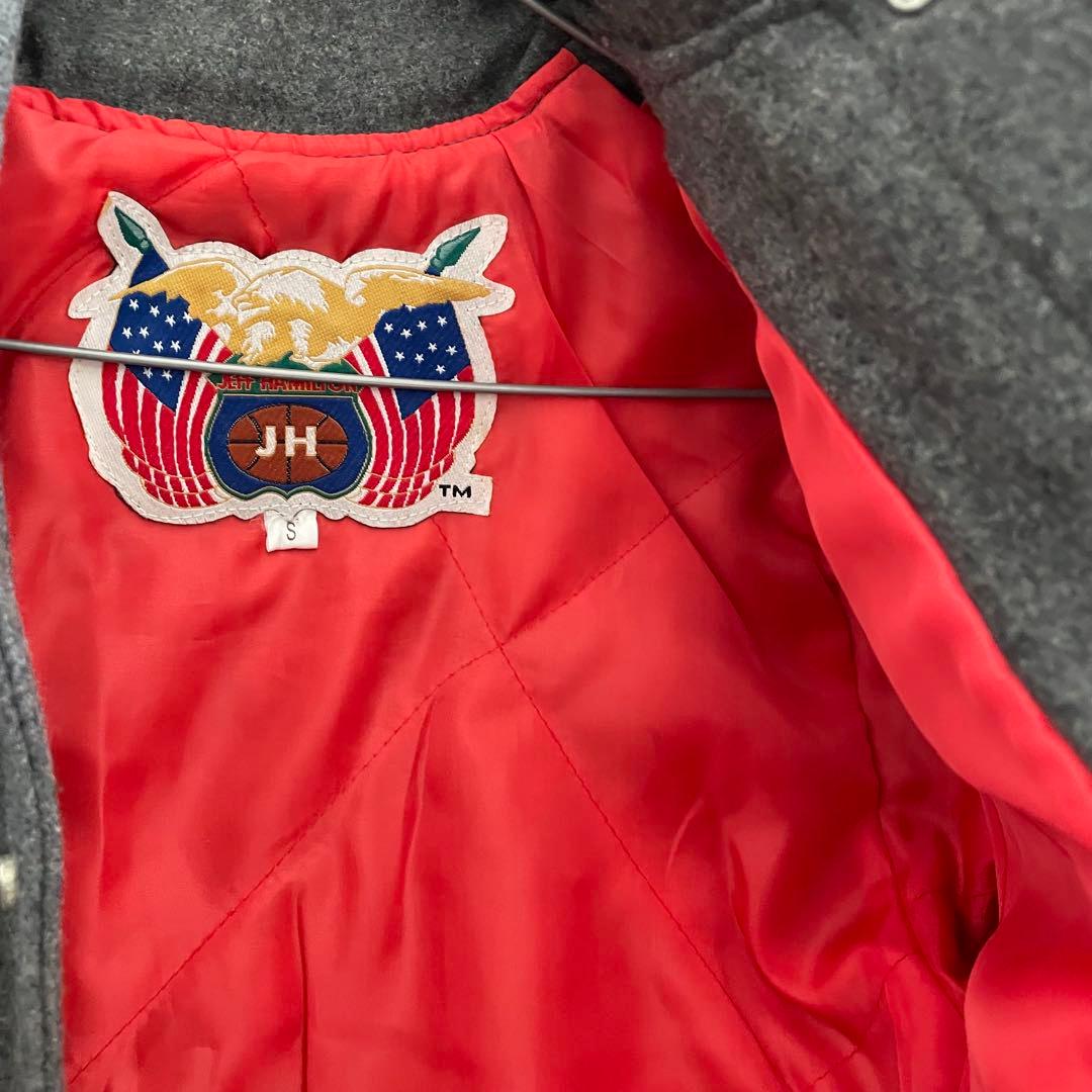 ジェフハミルトン ウールジャケット スタジャン NBA バスケ グレー ワッペン