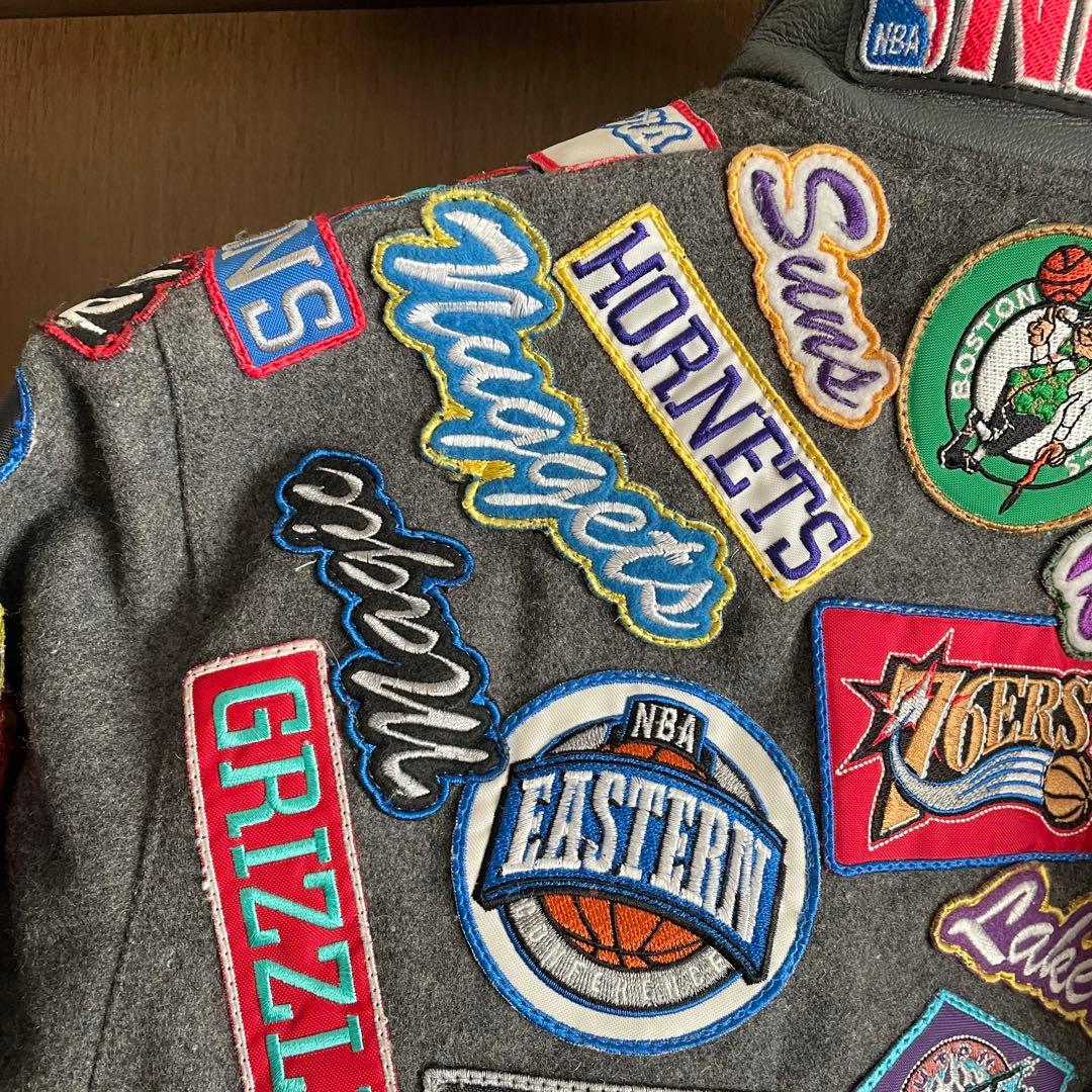 ジェフハミルトン ウールジャケット スタジャン NBA バスケ グレー ワッペン