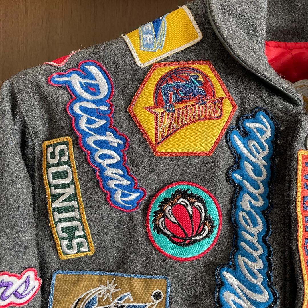 ジェフハミルトン ウールジャケット スタジャン NBA バスケ グレー ワッペン