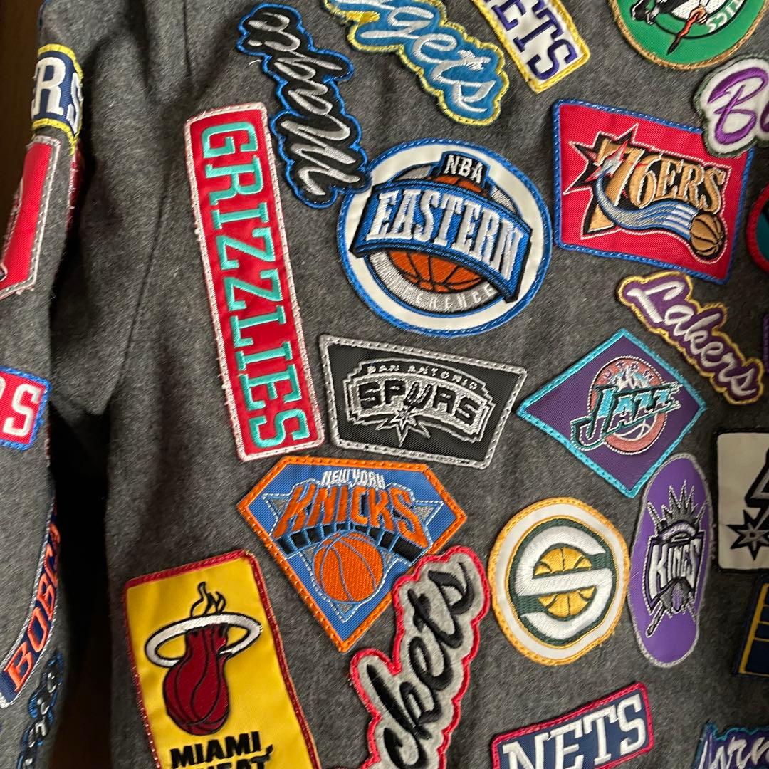 ジェフハミルトン ウールジャケット スタジャン NBA バスケ グレー ワッペン