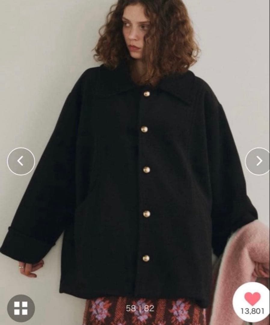 Unitage 金釦ミドルコート　ユニテージ　黒　フリーサイズ