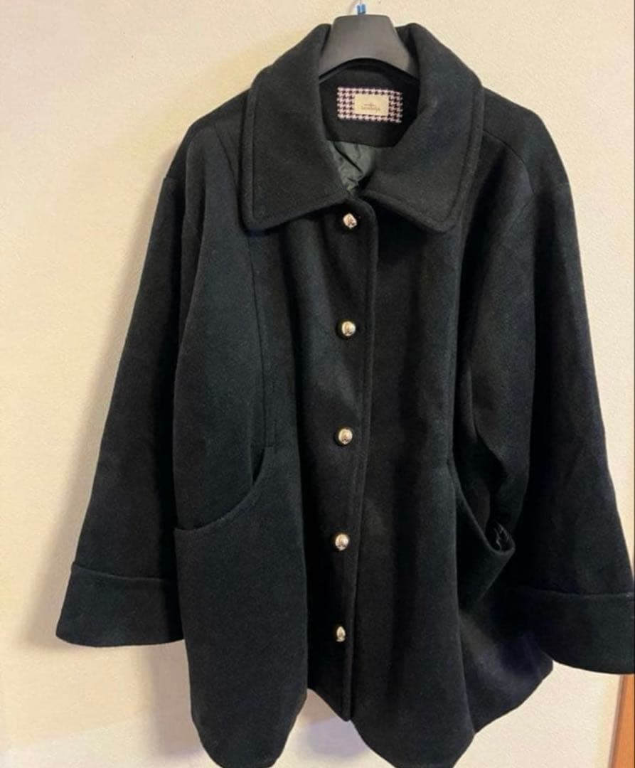 Unitage 金釦ミドルコート　ユニテージ　黒　フリーサイズ
