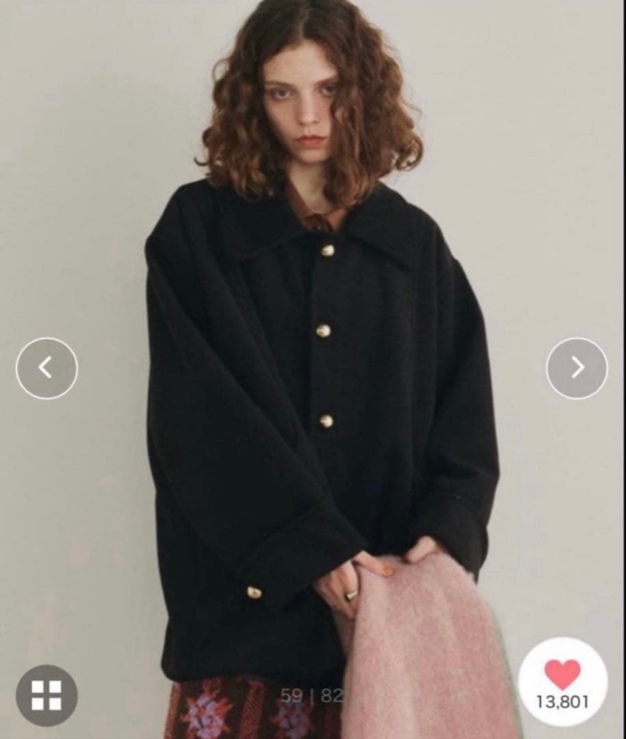 Unitage 金釦ミドルコート　ユニテージ　黒　フリーサイズ