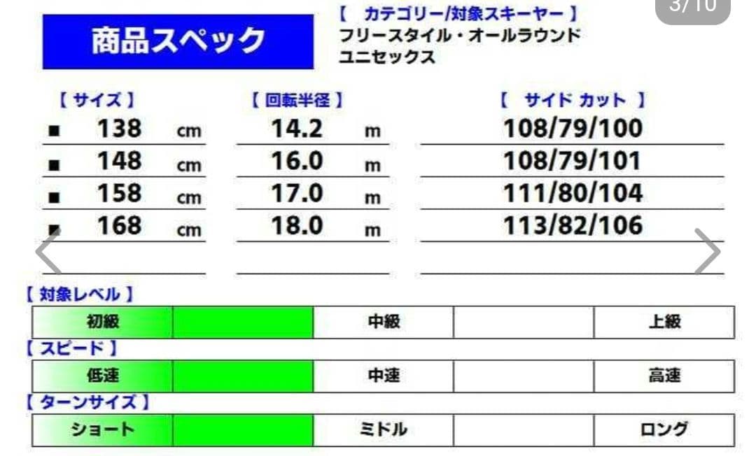 2023〜2024年モデル160cm　ZUMAスキー
