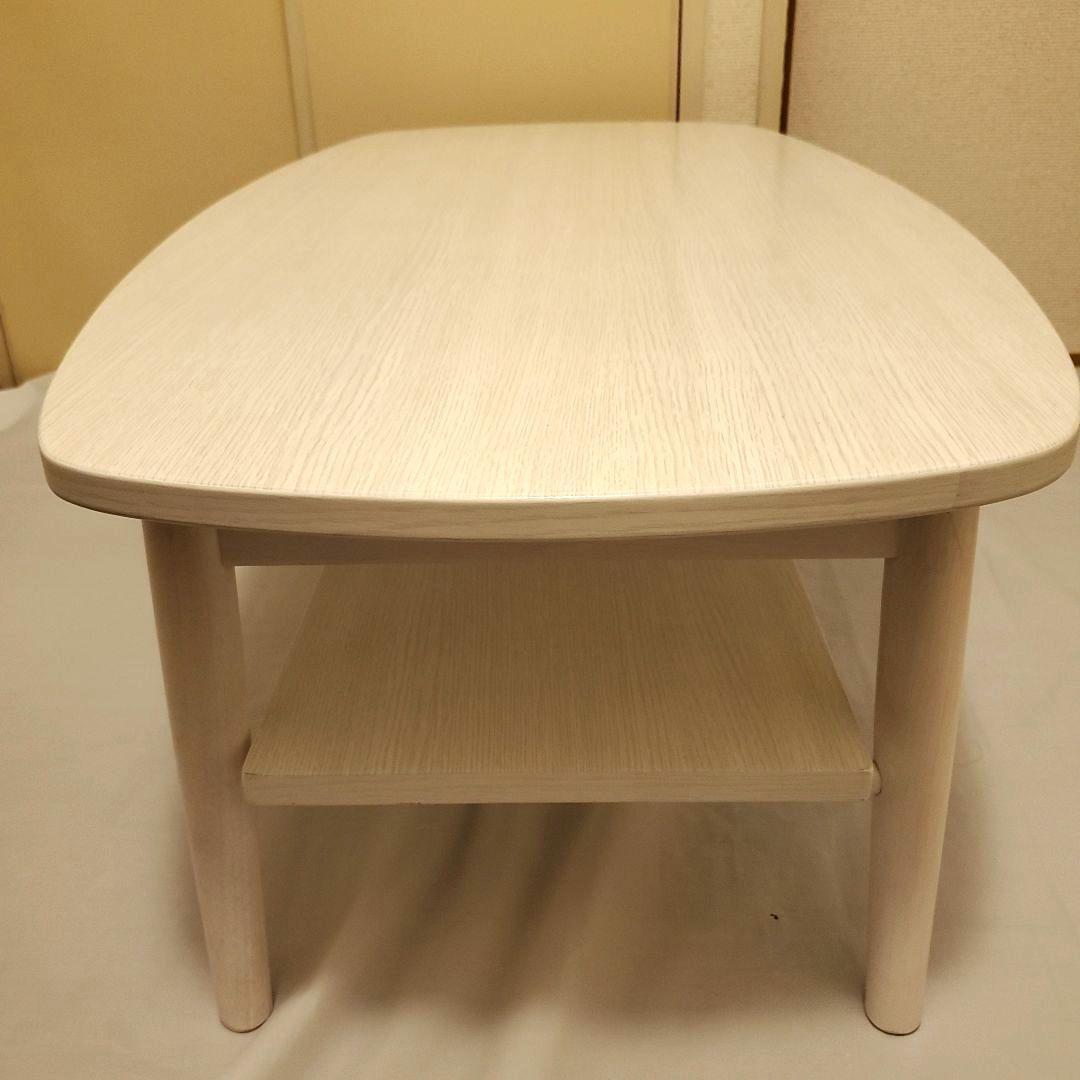【美品】棚付き 折れ脚 ローテーブル センターテーブル 北欧風 ホワイト