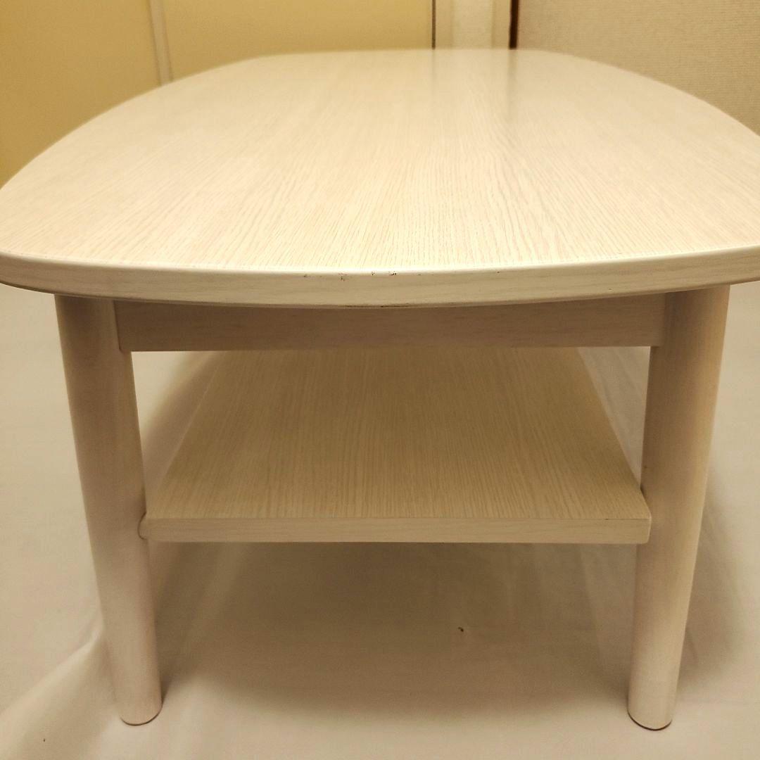 【美品】棚付き 折れ脚 ローテーブル センターテーブル 北欧風 ホワイト