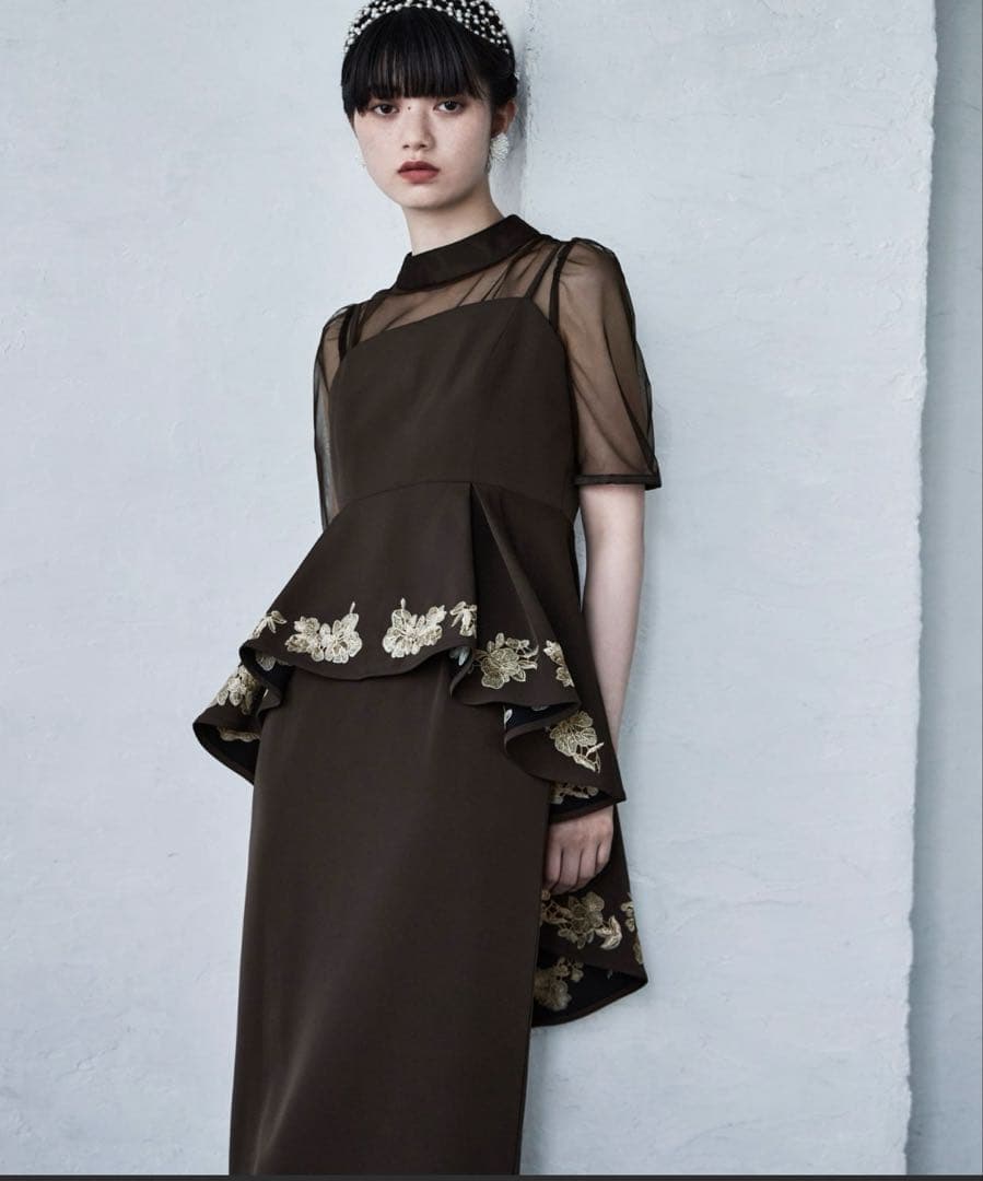 刺繍ペプラムビスチェ＆Iラインドレスセットアップ　etoll