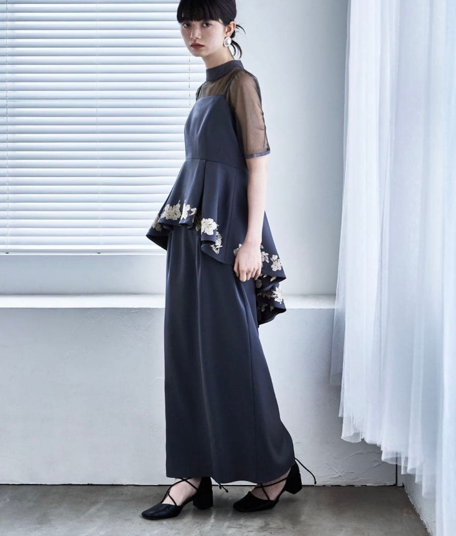 刺繍ペプラムビスチェ＆Iラインドレスセットアップ　etoll