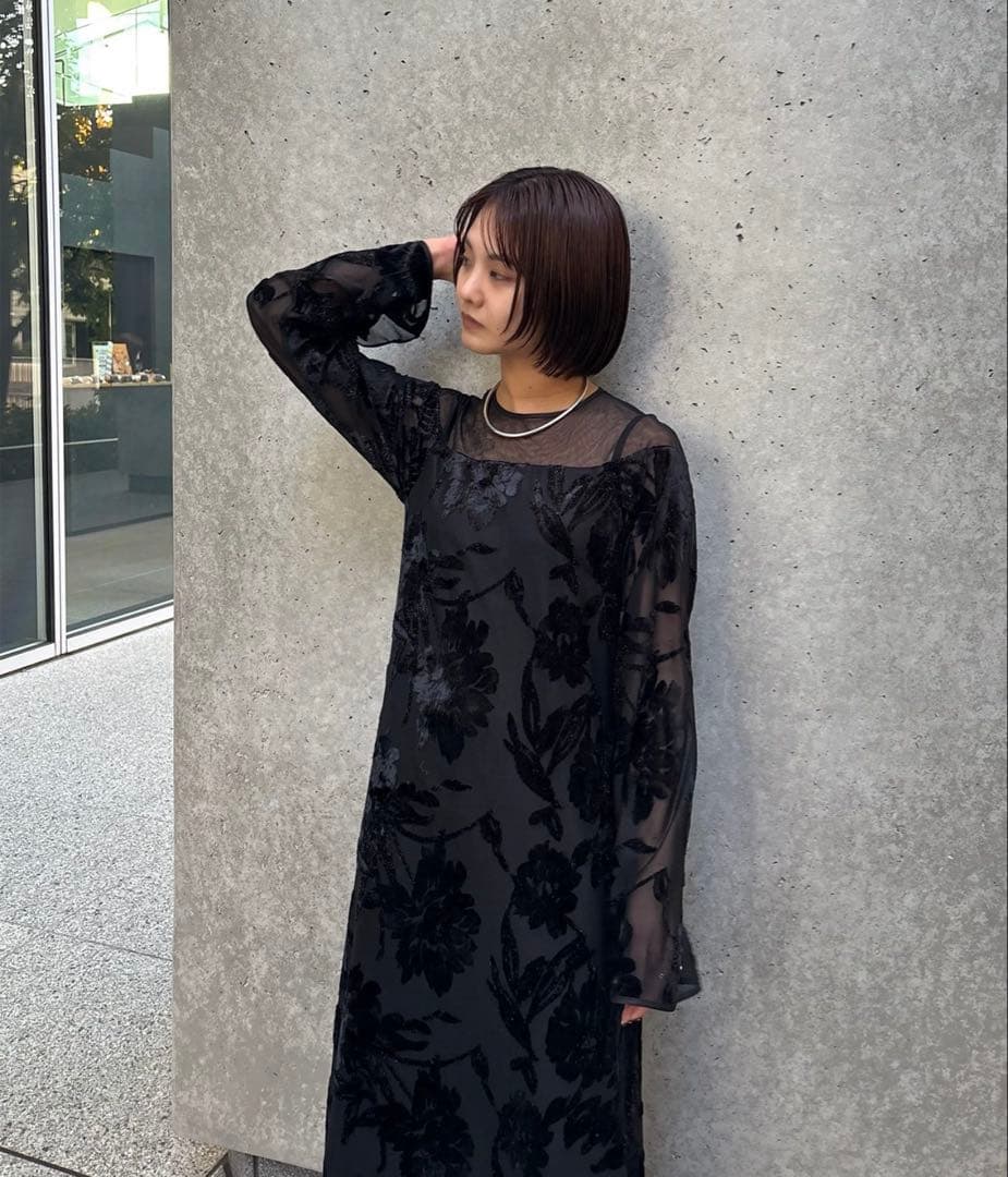 スーツ・フォーマル・ドレス SHEER JACQUARD A LINE DRESS Ameri