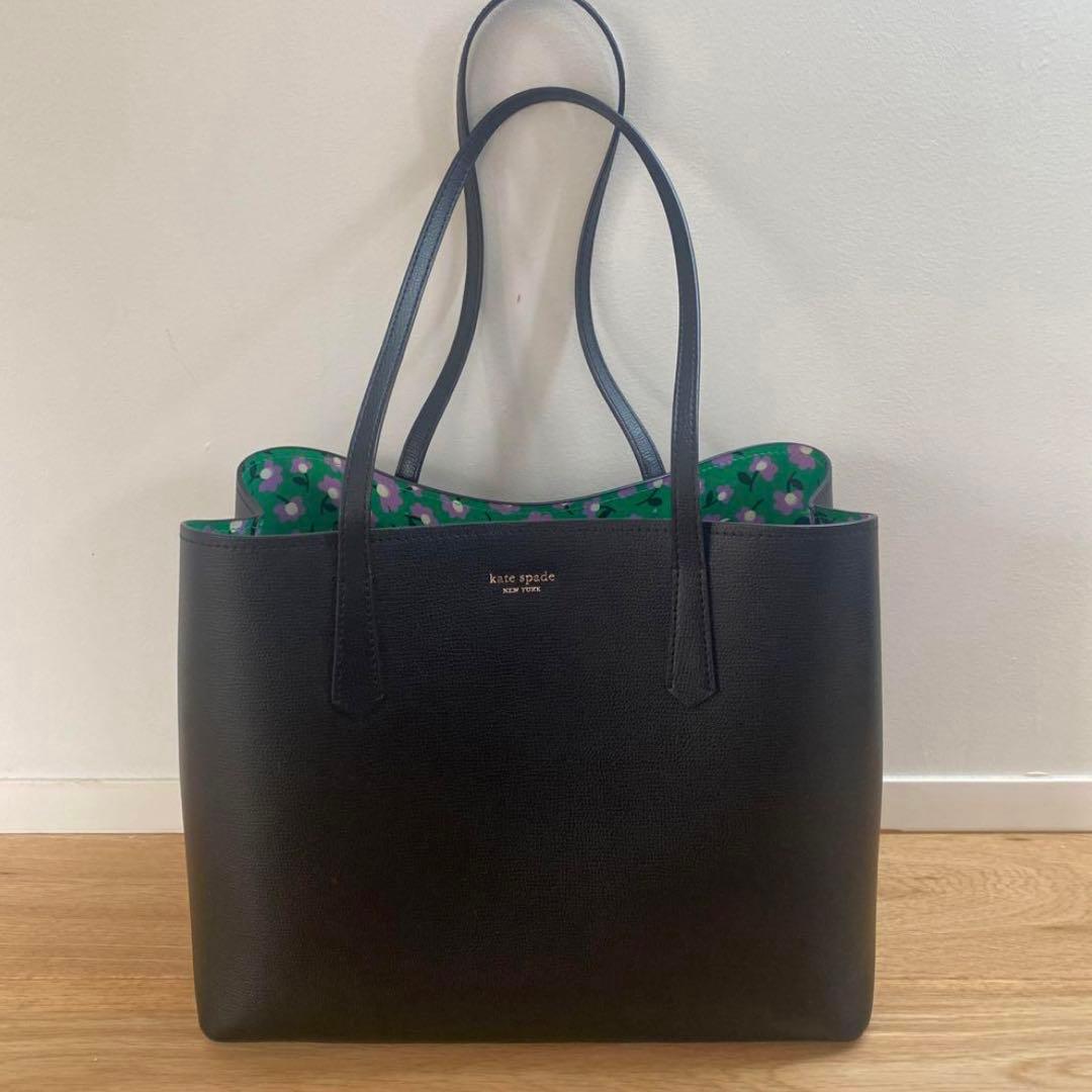 絶品グース wife　kate spade 黒レザーA4トートバッグ