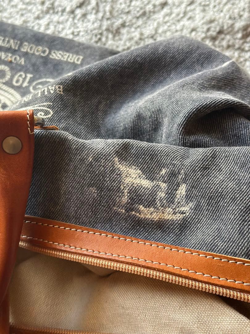 zoyデニムレザーボストンバッグ