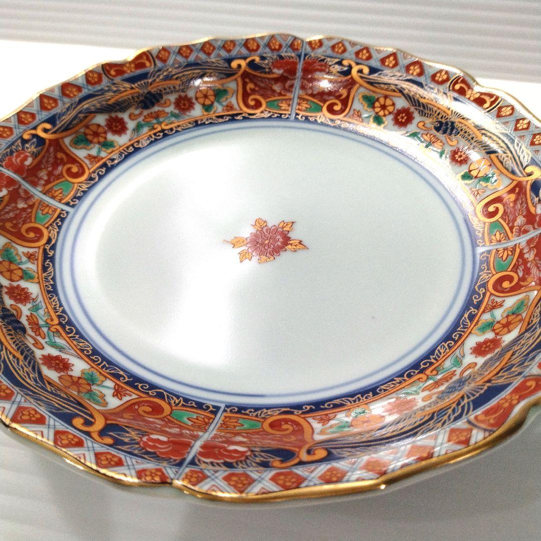 有田焼 金彩 古伊万里 華窯 輪花皿 絵変わり 中皿 色絵 色錦 金襴手 5客揃