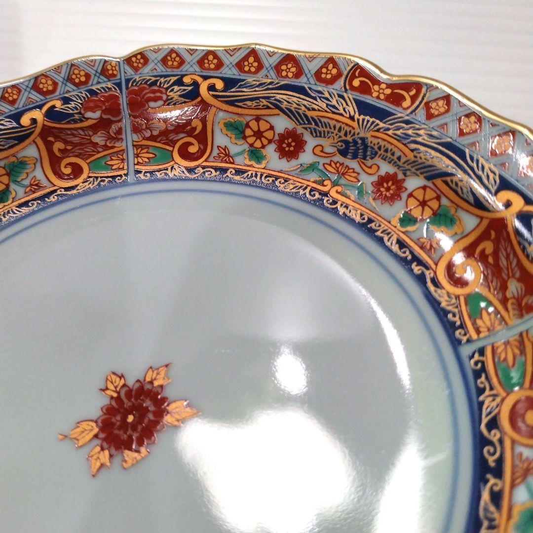 有田焼 金彩 古伊万里 華窯 輪花皿 絵変わり 中皿 色絵 色錦 金襴手 5客揃