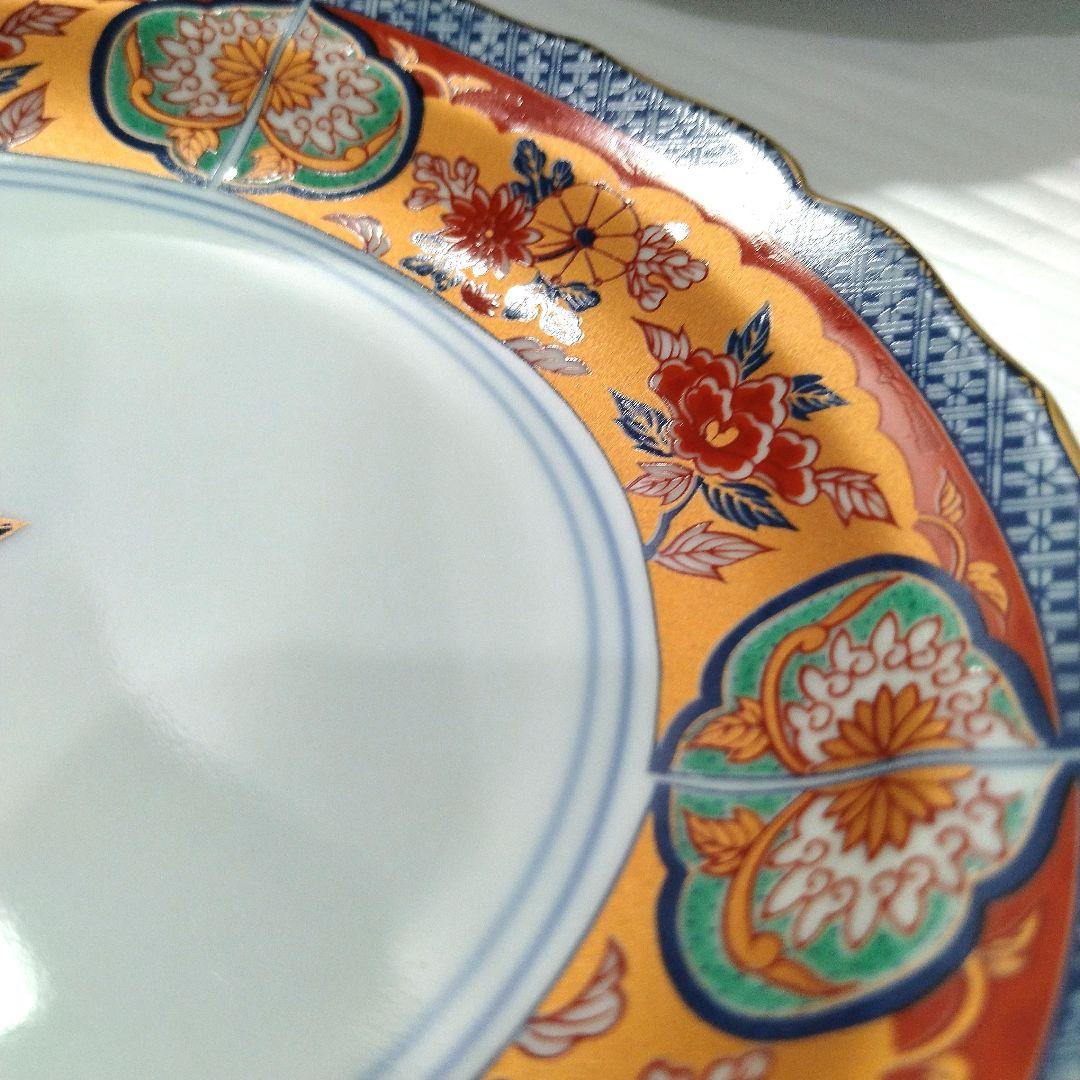 有田焼 金彩 古伊万里 華窯 輪花皿 絵変わり 中皿 色絵 色錦 金襴手 5客揃