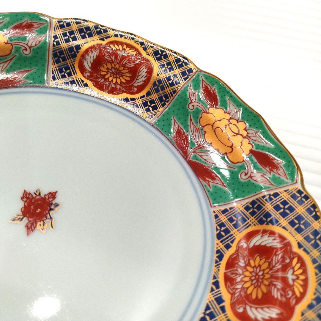 有田焼 金彩 古伊万里 華窯 輪花皿 絵変わり 中皿 色絵 色錦 金襴手 5客揃