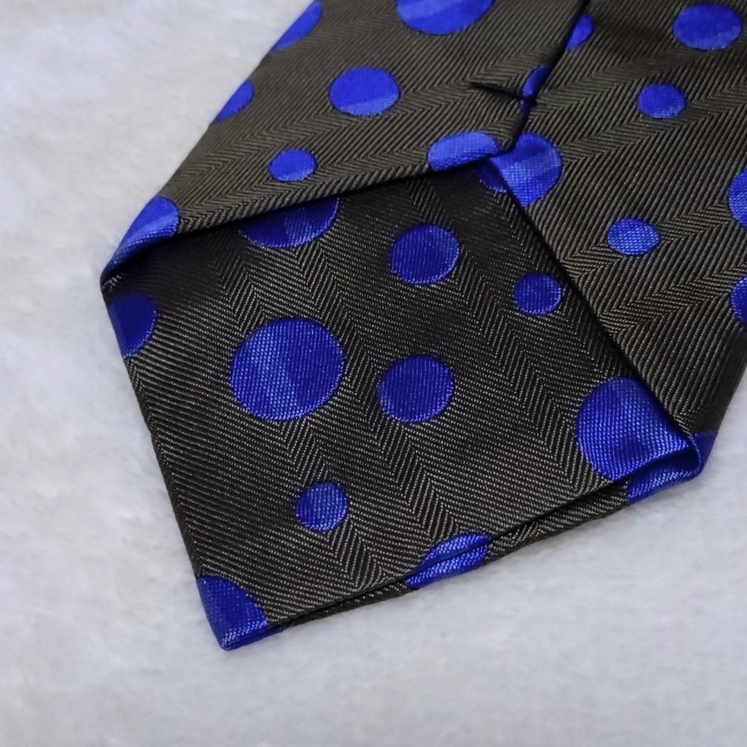 美品■コムデギャルソンオムドゥ　ネクタイ　ドット　水玉　カーキ　ブルー