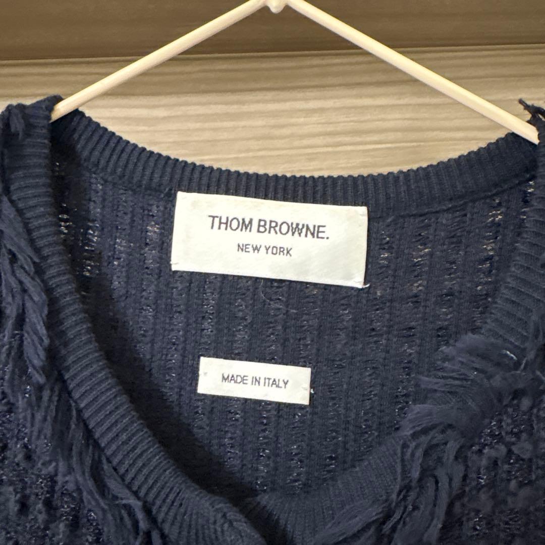 トムブラウン　コットンツイードニットジャケット　ネイビー　38