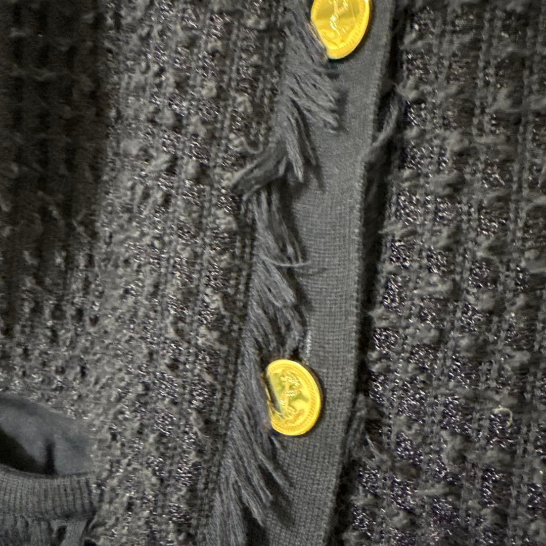 トムブラウン　コットンツイードニットジャケット　ネイビー　38