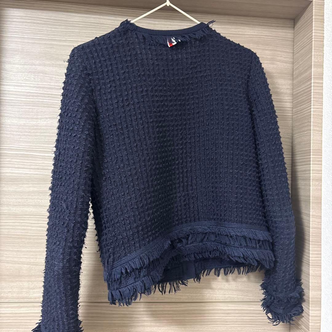 トムブラウン　コットンツイードニットジャケット　ネイビー　38