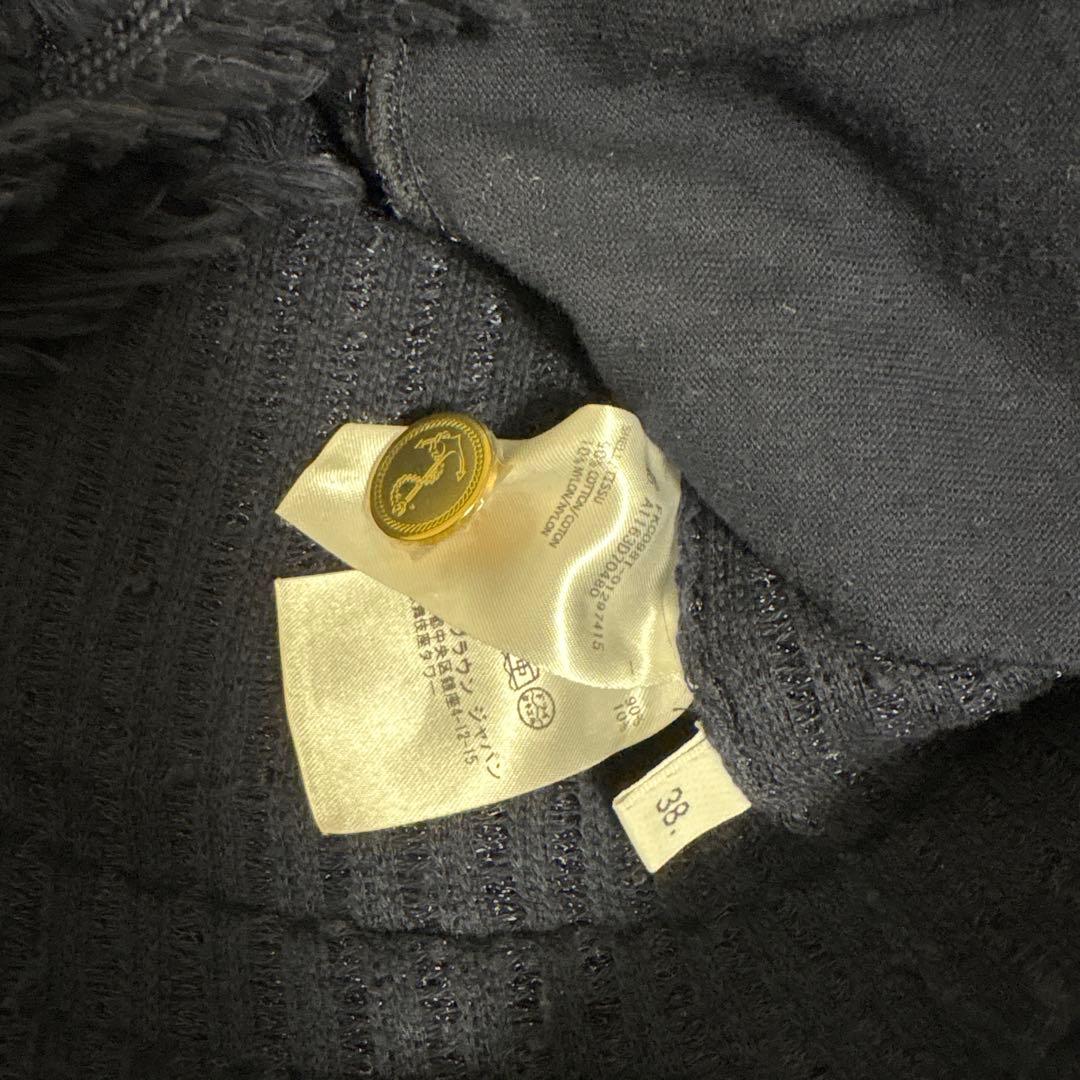 トムブラウン　コットンツイードニットジャケット　ネイビー　38