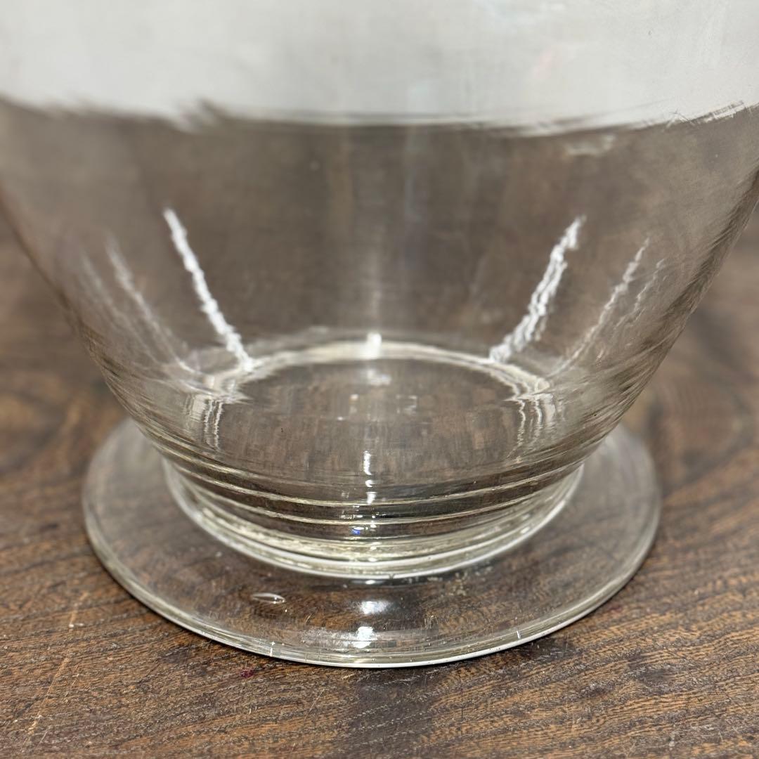 アンティーク レトロ ガラス瓶 30cm アルミ蓋 ウランガラス 気泡