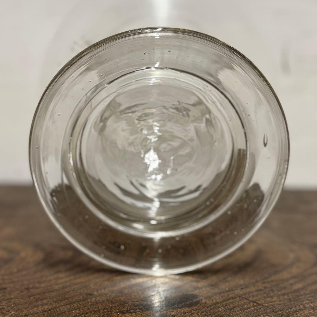 アンティーク レトロ ガラス瓶 30cm アルミ蓋 ウランガラス 気泡