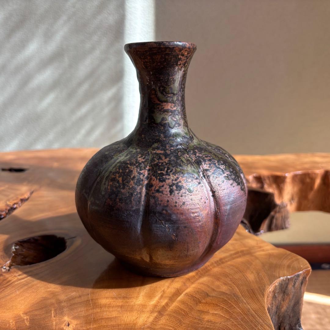 釜変 「瓜形瓶」市野茂良 丹波焼 丹窓窯 花瓶 共箱