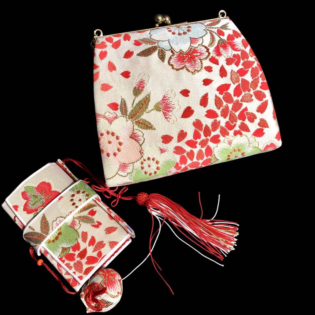 七五三　7歳　女の子　水色　桜　四つ身　着物　作り帯　セット　753 七歳　7才