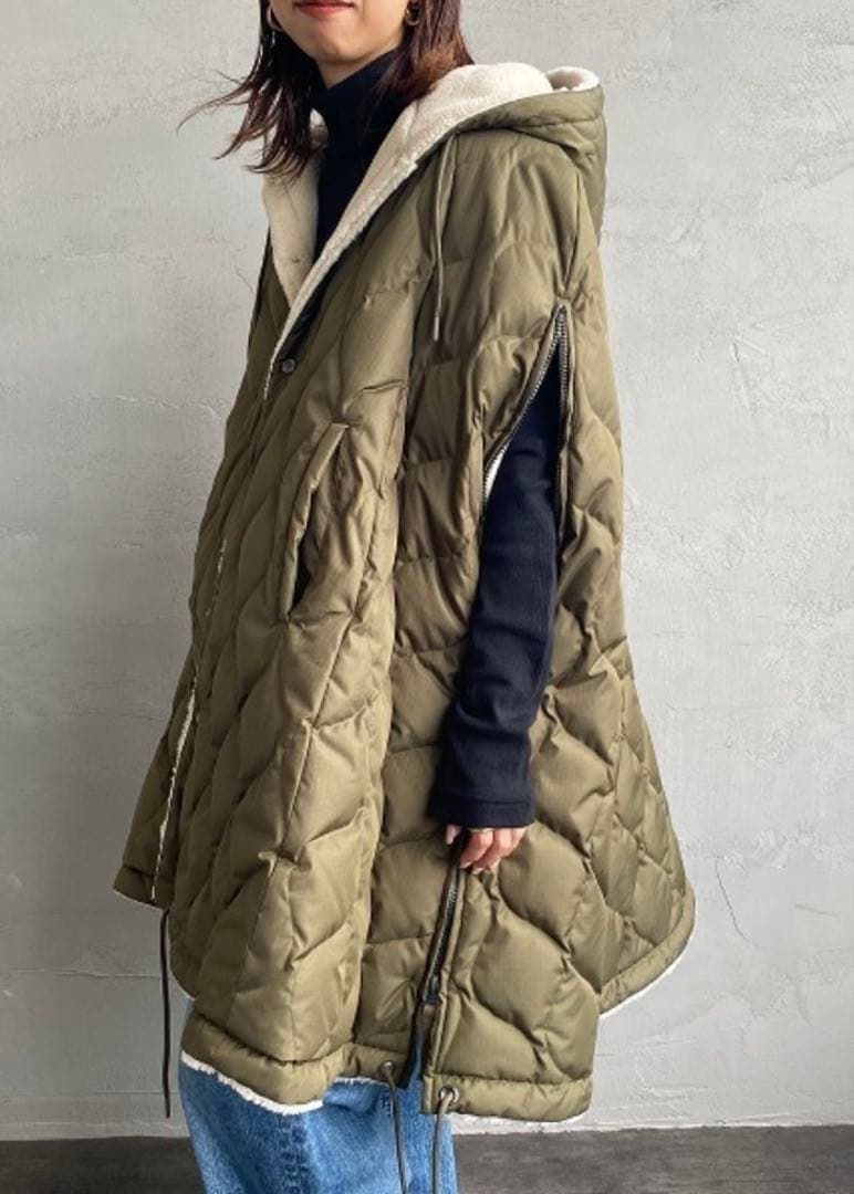 は*ん様 taionタイオン【新品】MILITARY キルティングダウンケープ