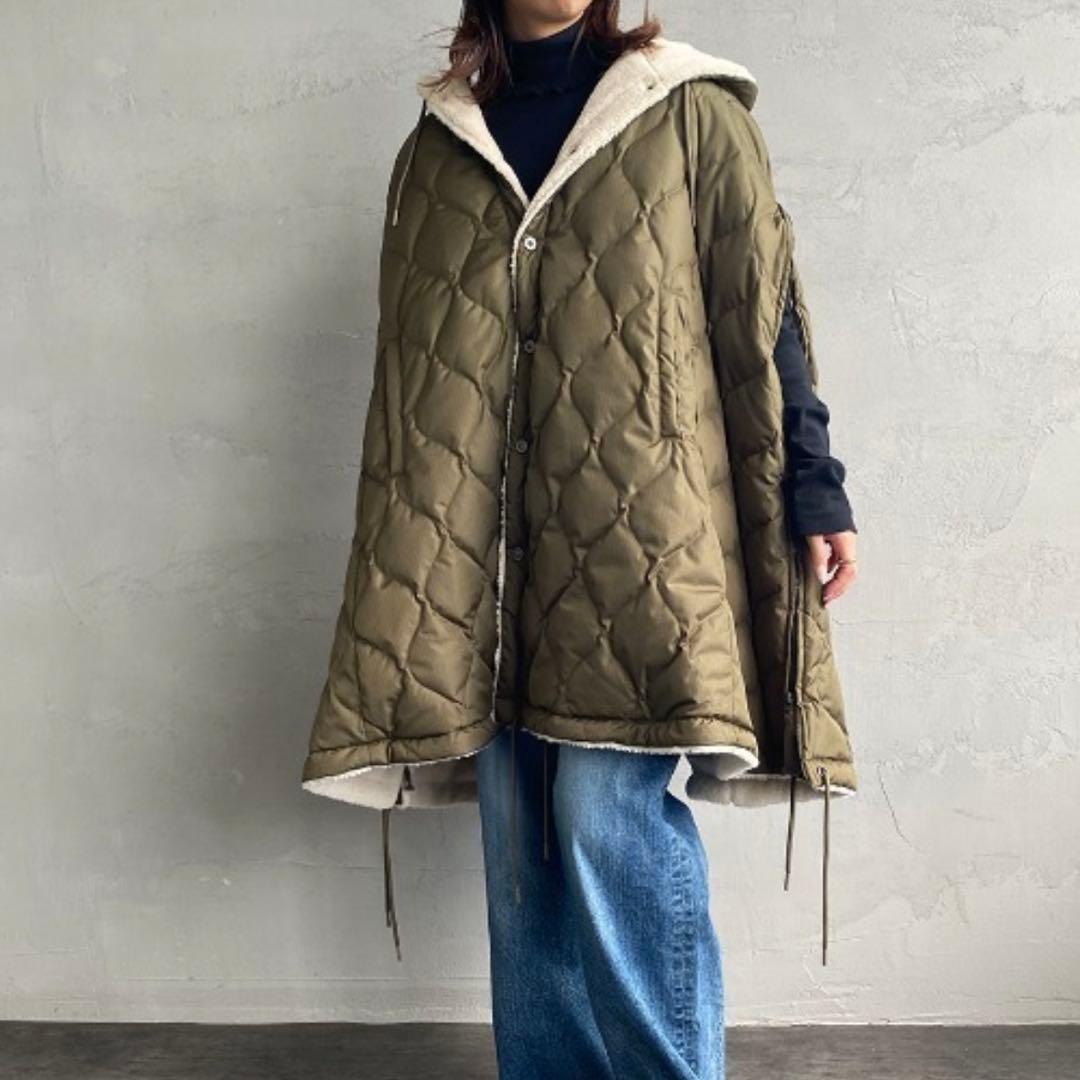 は*ん様 taionタイオン【新品】MILITARY キルティングダウンケープ