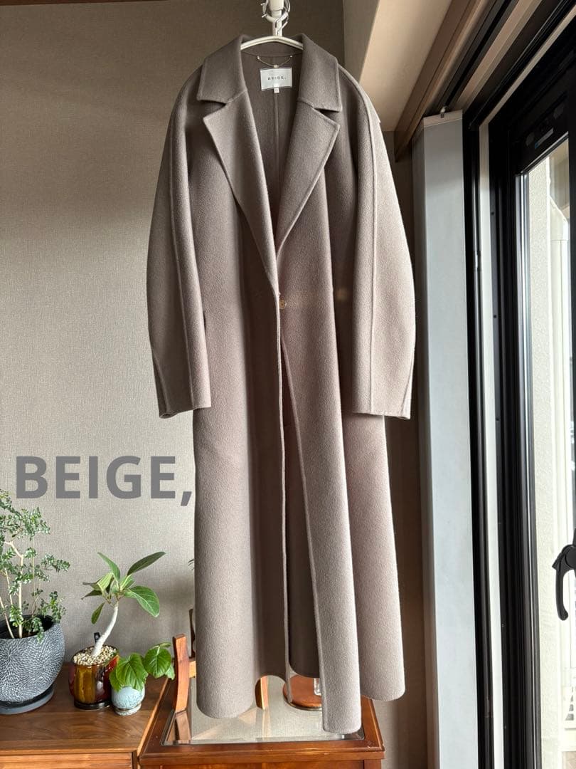 BEIGE, ロングコート＊　ウール100% キュプラ裏地