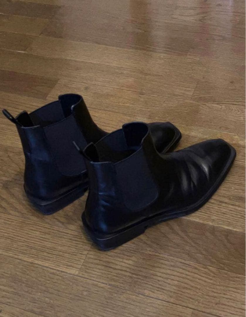 ZARA ザラ ウェルトディテール レザー サイドゴアブーツ