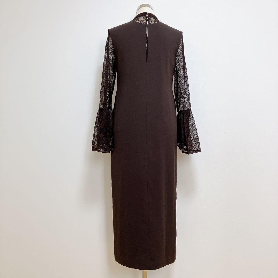 ANDRESDアンドレスド　ブラウン　ベルスリーブスリットドレスパーティードレス