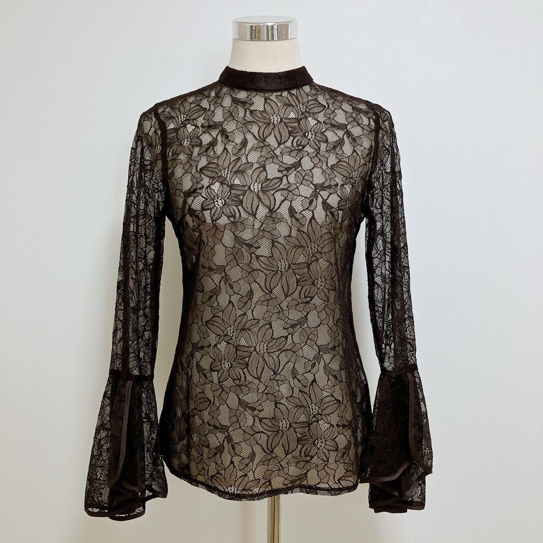 ANDRESDアンドレスド　ブラウン　ベルスリーブスリットドレスパーティードレス