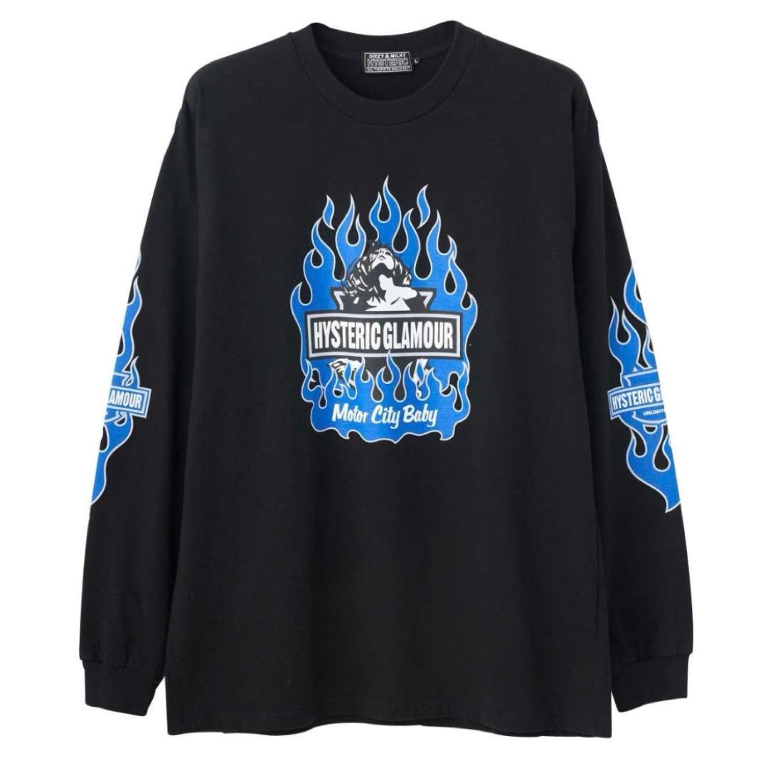 ヒステリックグラマー MOTOR CITY BABY ブラック Tシャツ 長袖