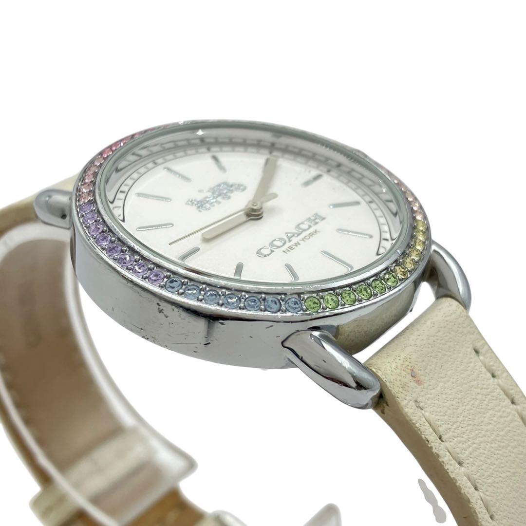 COACH コーチ 腕時計 クォーツ 白文字盤　ラインストーン 時計　稼働品